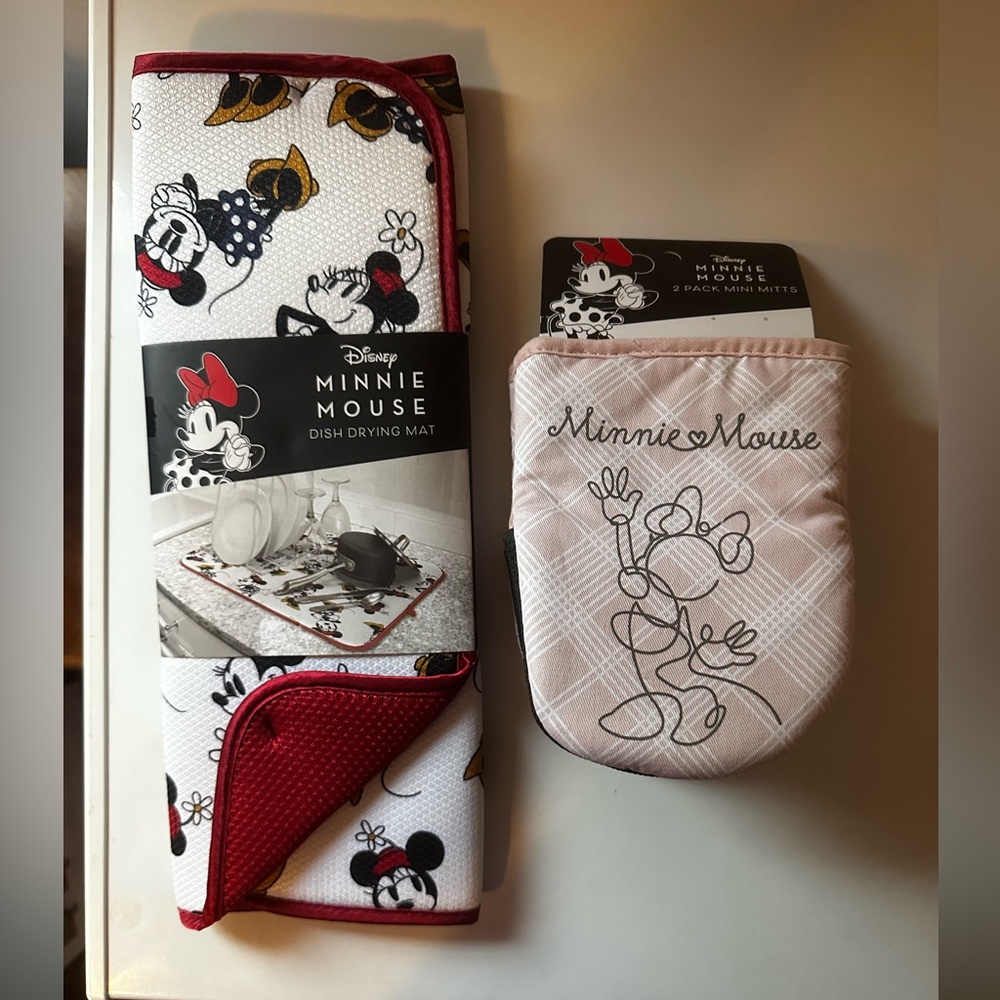 Disney Minnie Mouse Kitchen Set Drying Mat & Mini Mitts
